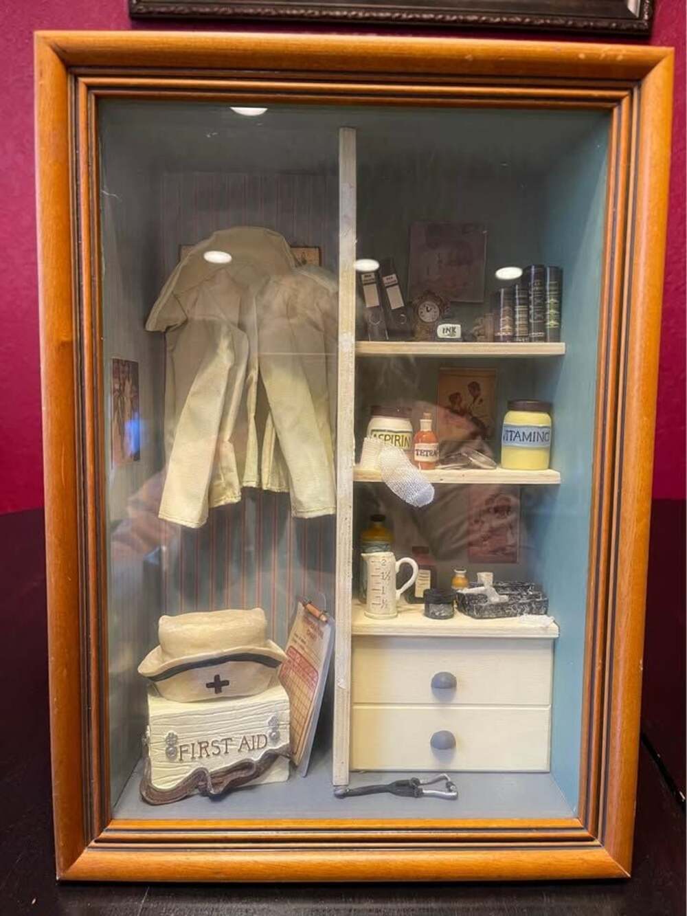 Vintage "Window Pane Curio" collection nurse shadow box by About Face Designs